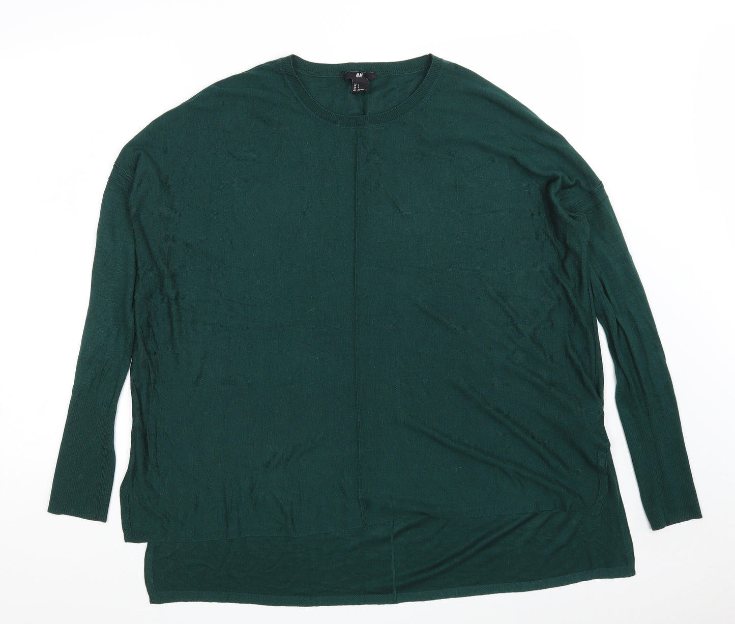 H&M Womens Green Round Neck  Viscose Pullover Jumper Size S