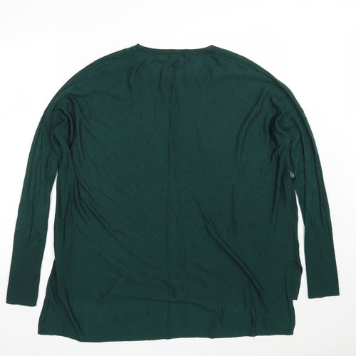 H&M Womens Green Round Neck  Viscose Pullover Jumper Size S