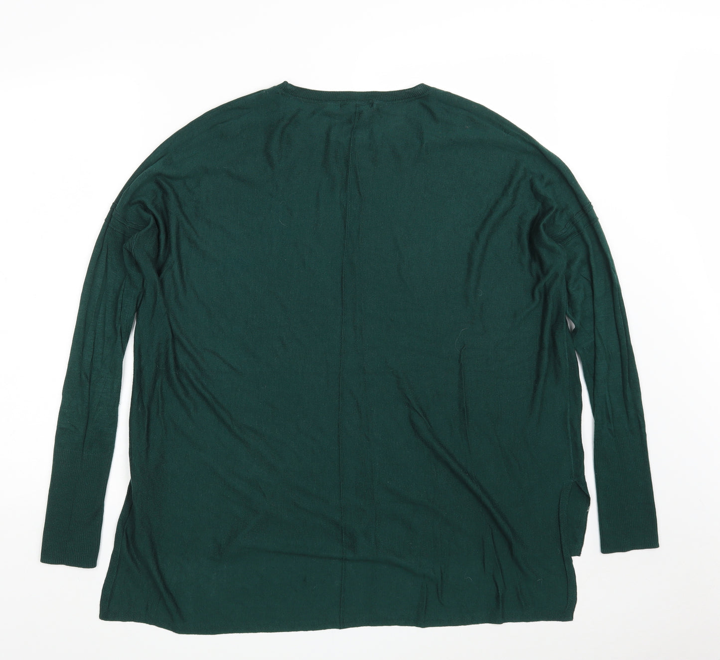 H&M Womens Green Round Neck  Viscose Pullover Jumper Size S