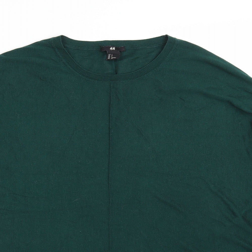 H&M Womens Green Round Neck  Viscose Pullover Jumper Size S