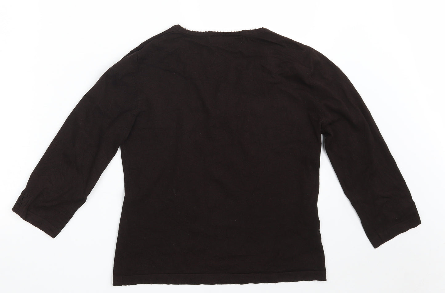Kaliko Womens Brown V-Neck  Viscose Pullover Jumper Size 12