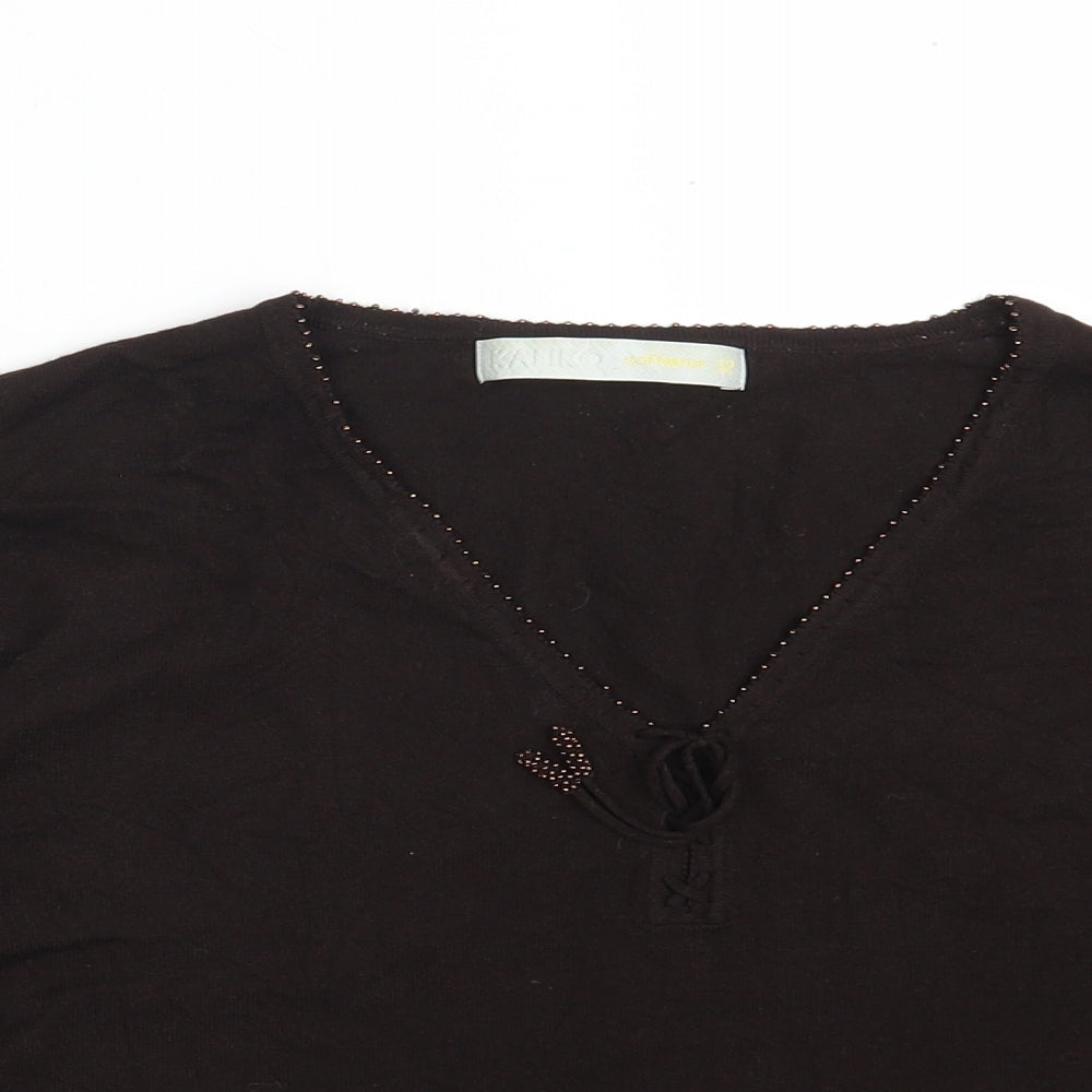 Kaliko Womens Brown V-Neck  Viscose Pullover Jumper Size 12