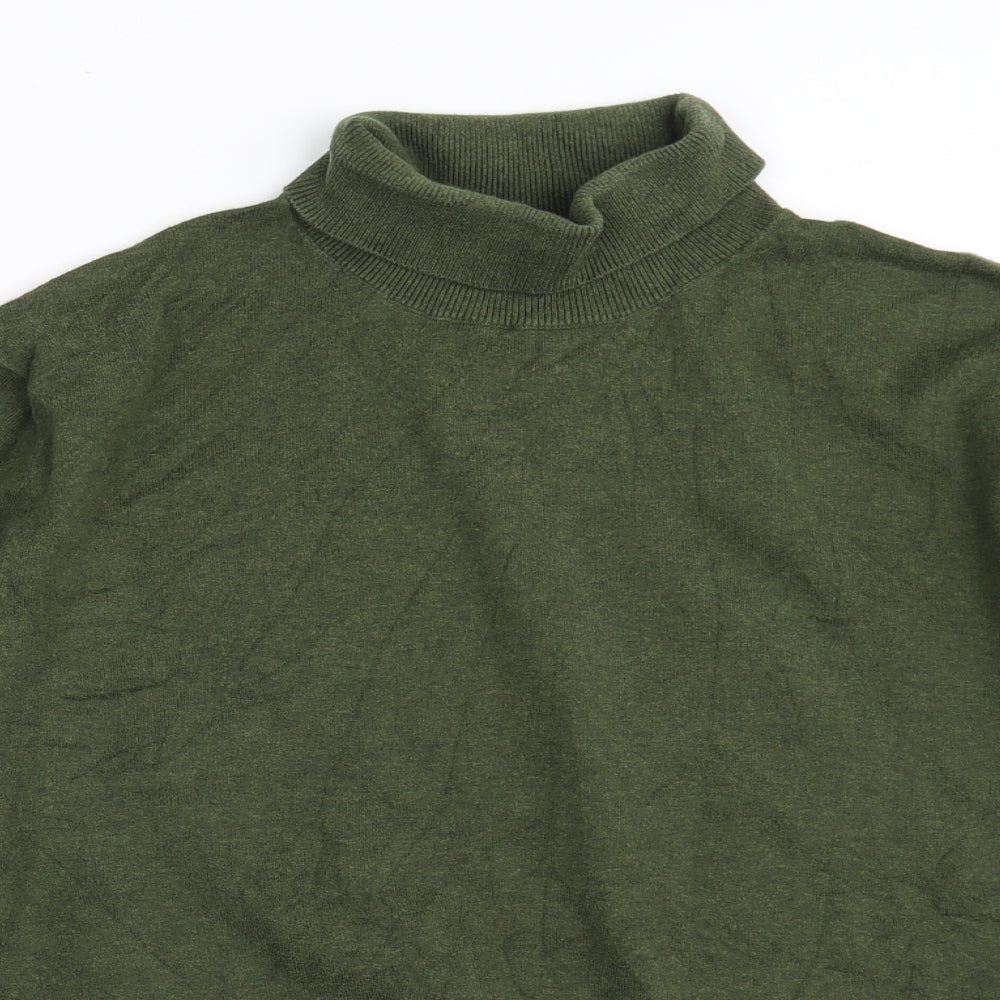 Goodsouls Mens Green High Neck  Cotton Pullover Jumper Size L