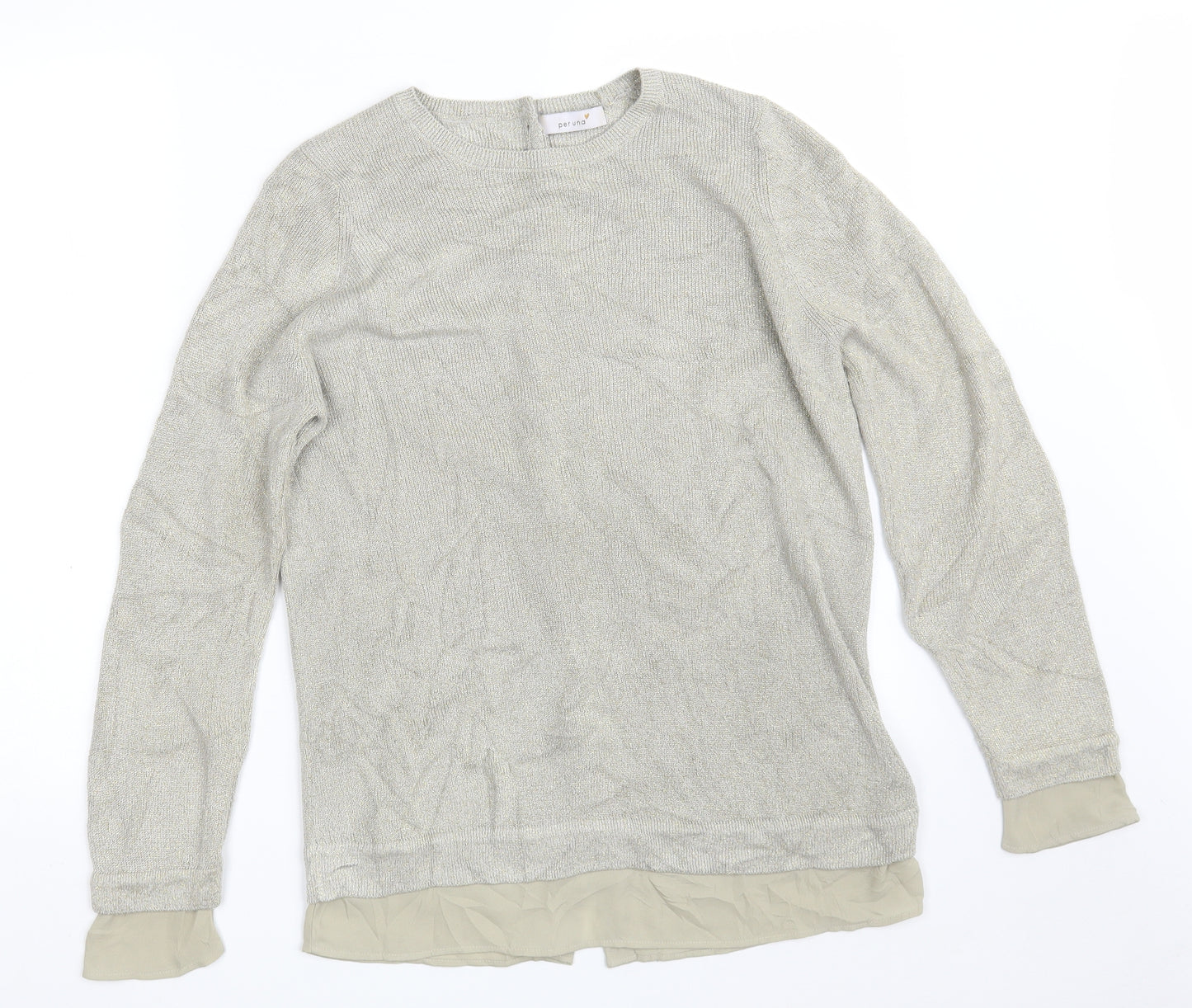 Marks and Spencer Womens Beige Round Neck  Acrylic Pullover Jumper Size 12