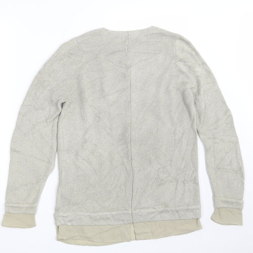 Marks and Spencer Womens Beige Round Neck  Acrylic Pullover Jumper Size 12
