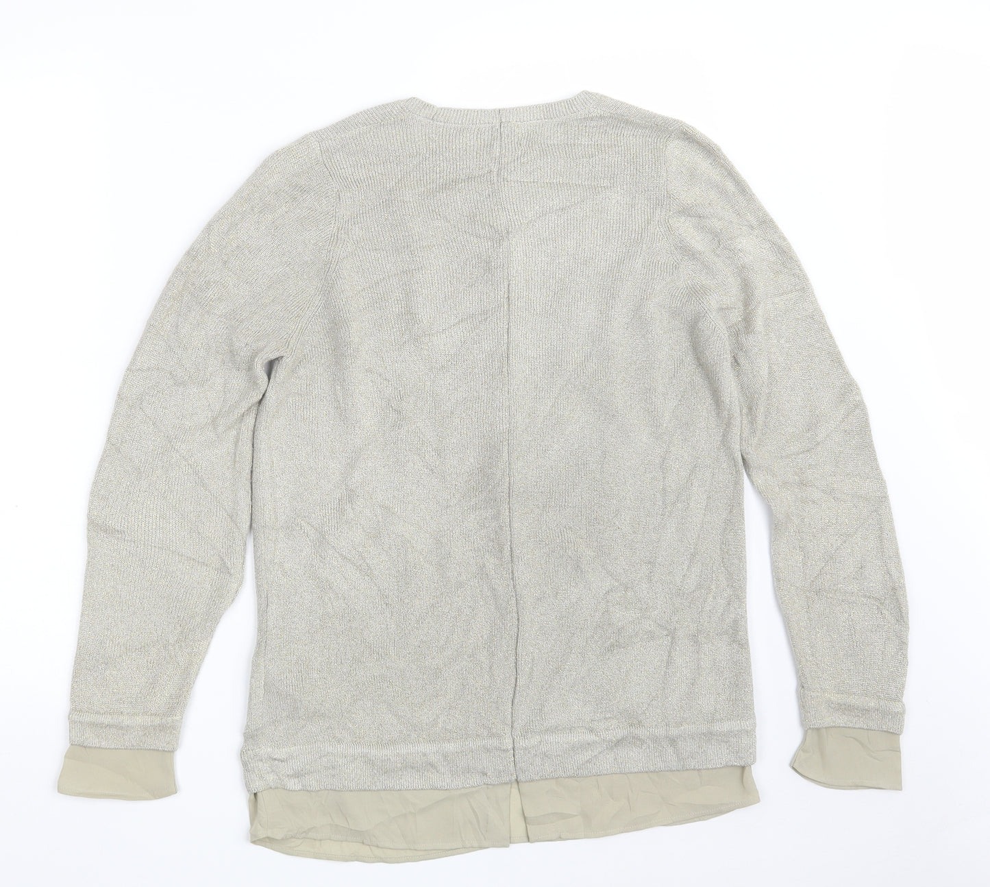 Marks and Spencer Womens Beige Round Neck  Acrylic Pullover Jumper Size 12