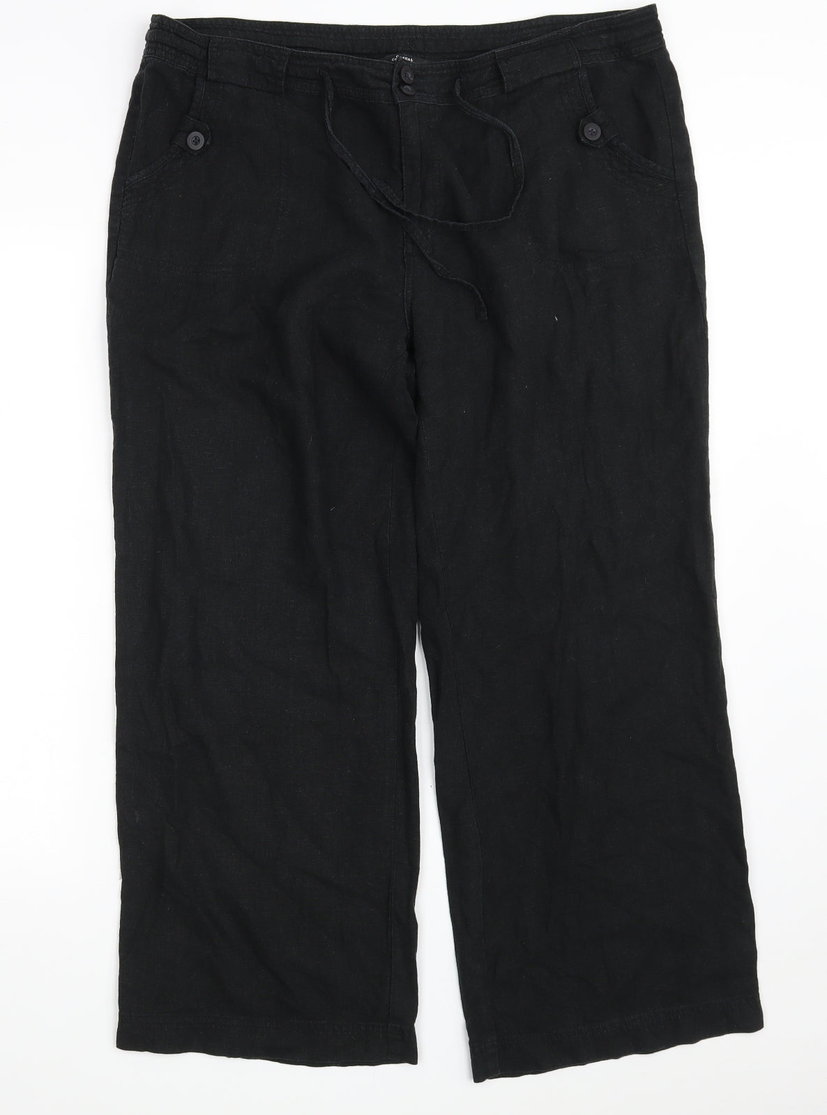 Debenhams Womens Black  Linen Bloomer Trousers Size 16 L27 in Regular Zip