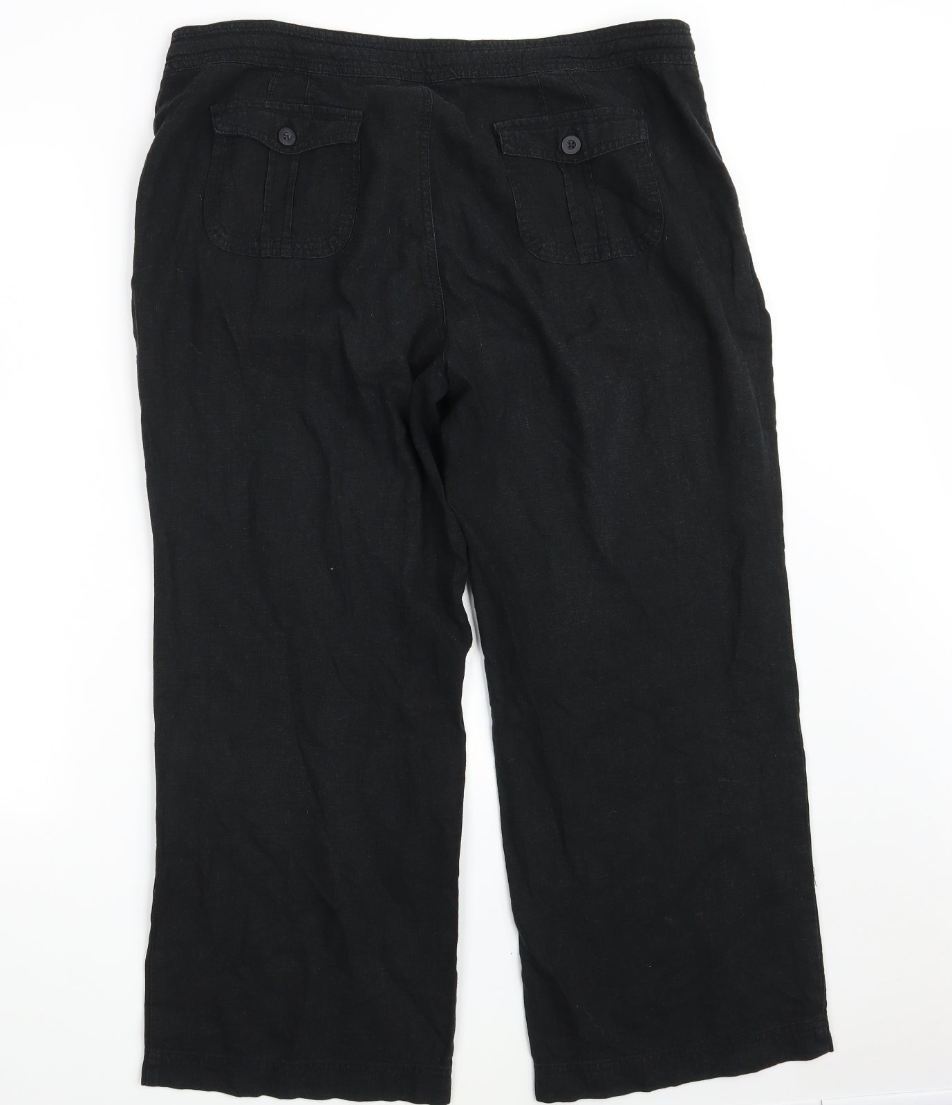 Debenhams Womens Black  Linen Bloomer Trousers Size 16 L27 in Regular Zip