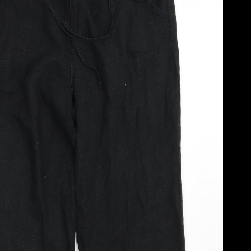 Debenhams Womens Black  Linen Bloomer Trousers Size 16 L27 in Regular Zip