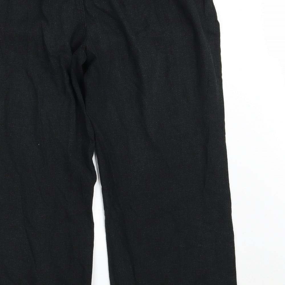Debenhams Womens Black  Linen Bloomer Trousers Size 16 L27 in Regular Zip