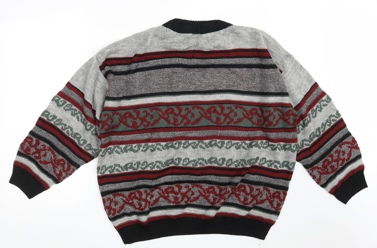 Littlewoods Mens Grey Crew Neck Fair Isle Acrylic Pullover Jumper Size XL