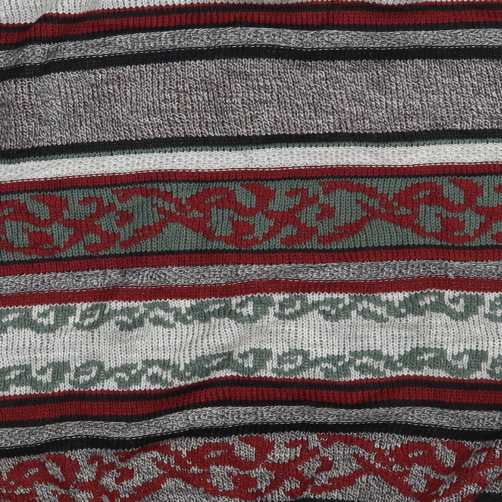 Littlewoods Mens Grey Crew Neck Fair Isle Acrylic Pullover Jumper Size XL