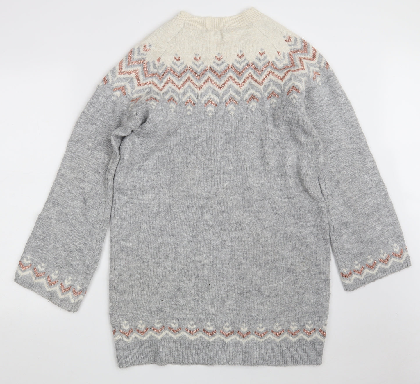 TU Womens Grey Round Neck Argyle/Diamond Acrylic Pullover Jumper Size 12