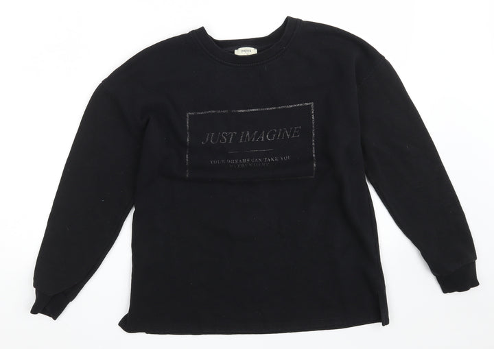 Papaya Womens Black Cotton Pullover Sweatshirt Size 12 - JUST IMAGINE
