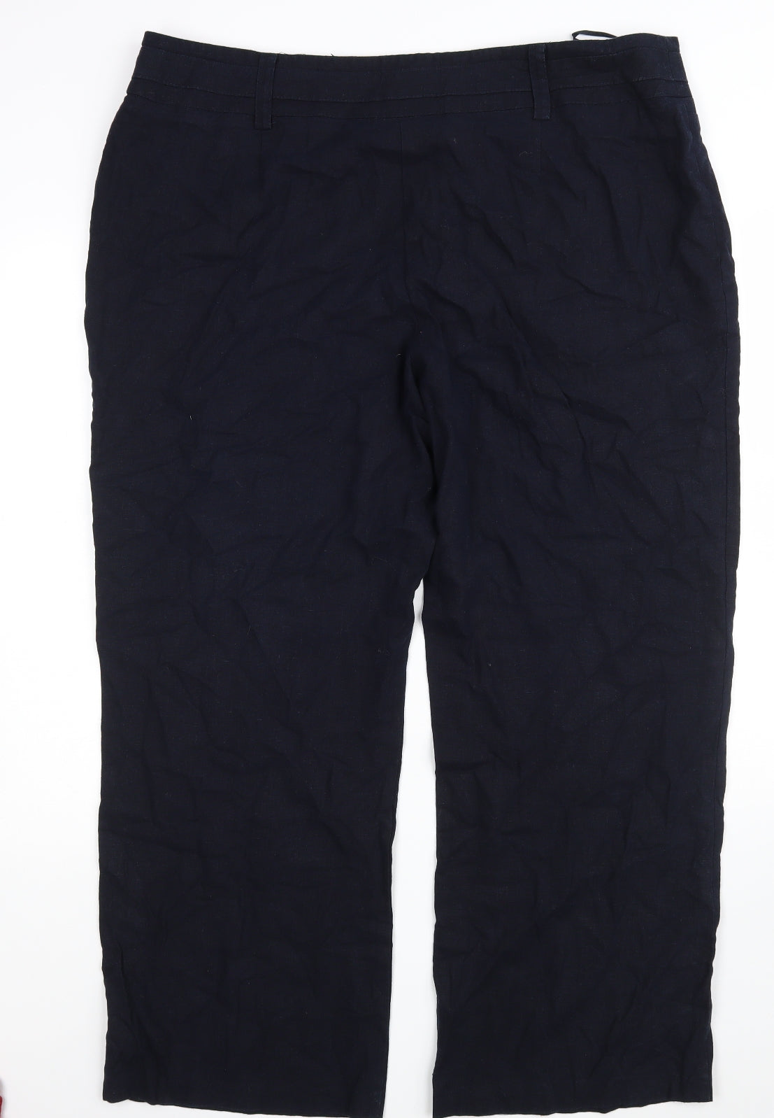 BHS Womens Blue  Linen Bloomer Trousers Size 20 L28 in Regular Zip