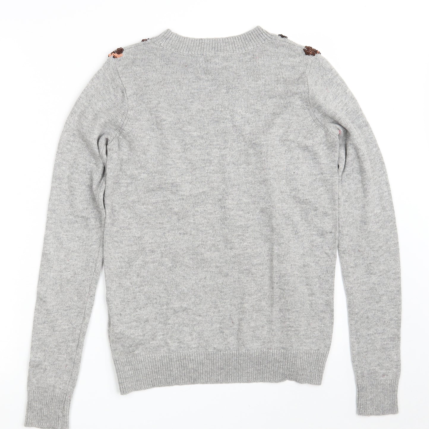 H&M Womens Grey Crew Neck  Polyamide Pullover Jumper Size XS   - Christmas JUMPER