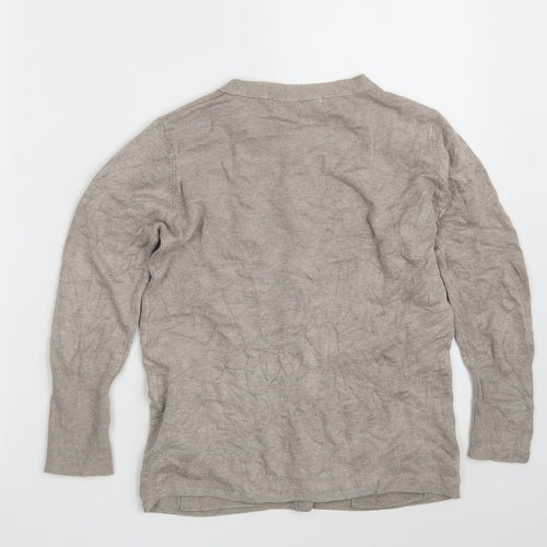 Zara Womens Beige Round Neck  Rayon Cardigan Jumper Size S