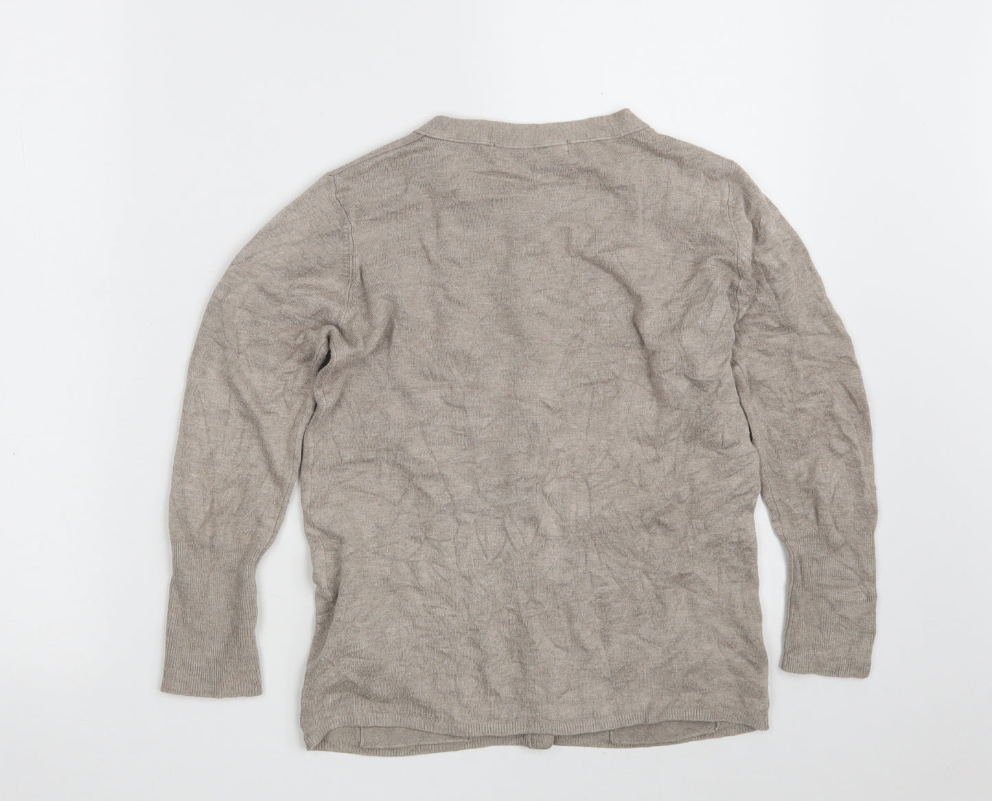 Zara Womens Beige Round Neck  Rayon Cardigan Jumper Size S