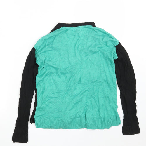 H&M Womens Black V-Neck  Viscose Cardigan Jumper Size XS   - Black & Green