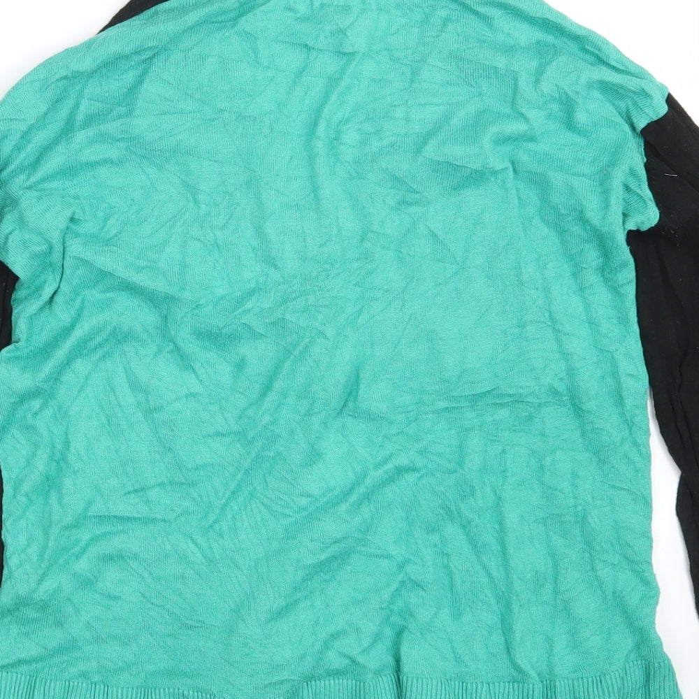 H&M Womens Black V-Neck  Viscose Cardigan Jumper Size XS   - Black & Green