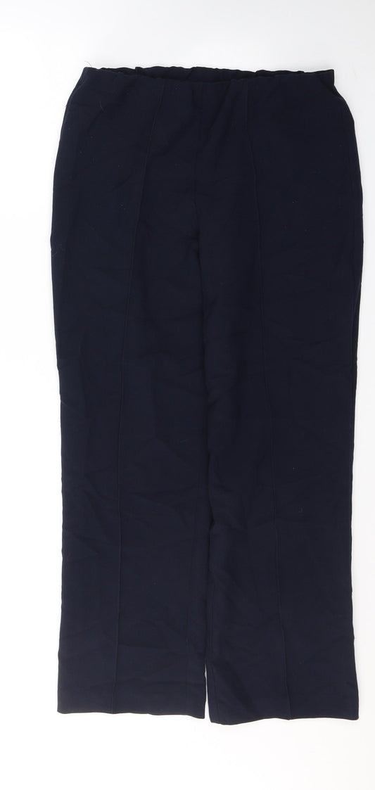 Front view of Classics women’s beige polyester trousers, size UK 10, 28-inch leg regular
