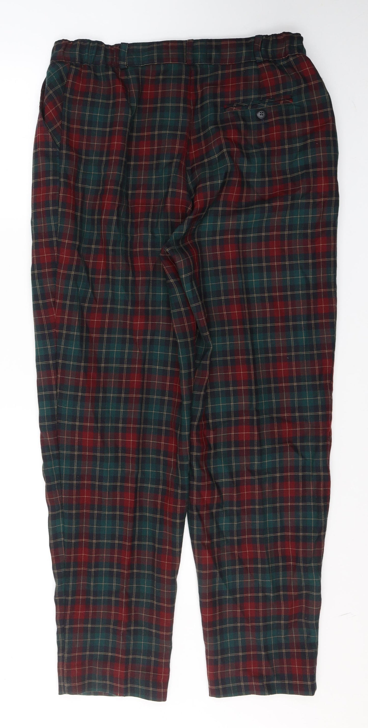 Alice Collins Womens Green Plaid Polyester Trousers  Size 16 L28 in Regular Button