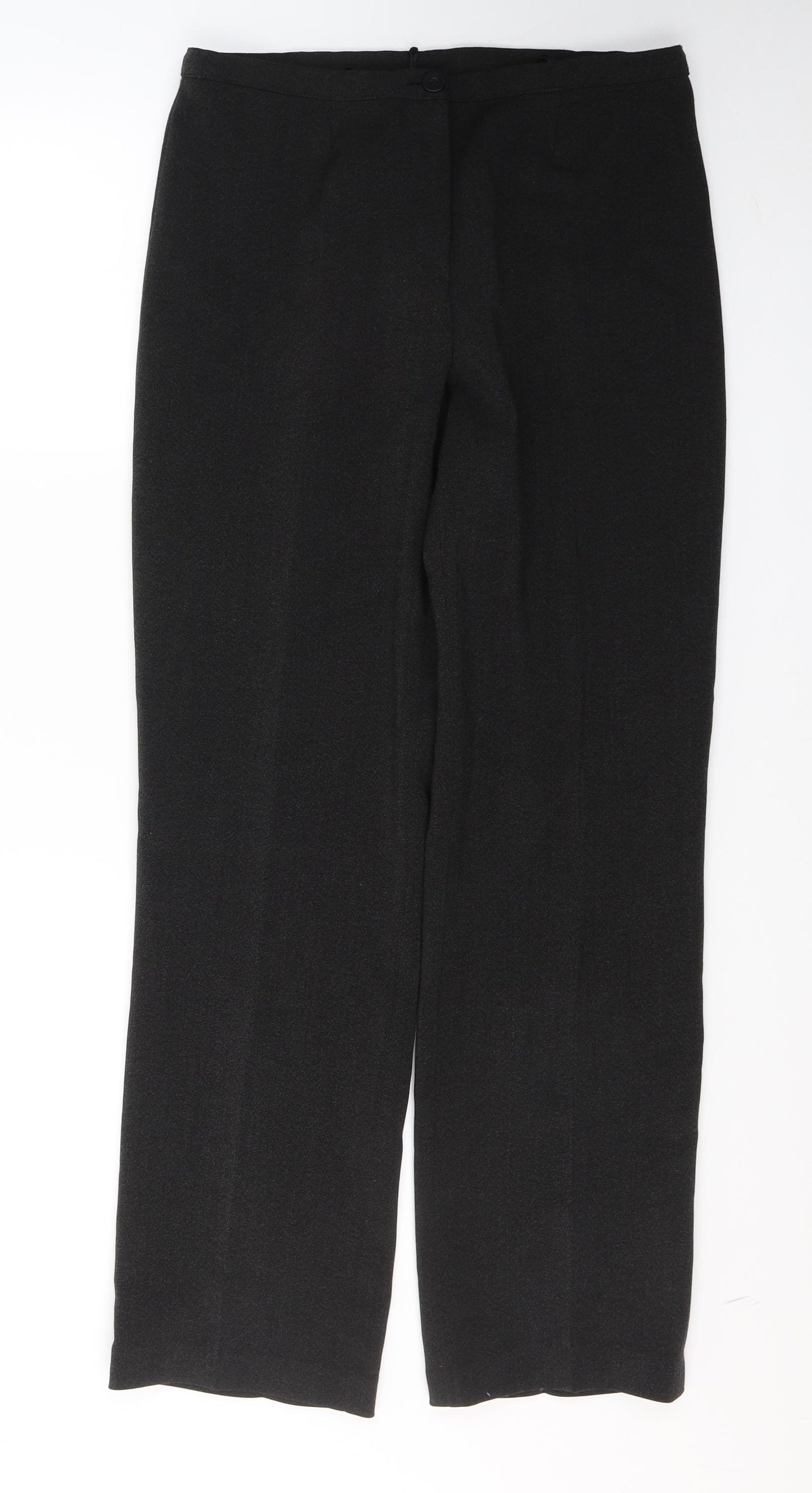 Preworn Womens Black  Viscose Trousers  Size 16 L28 in Regular Zip