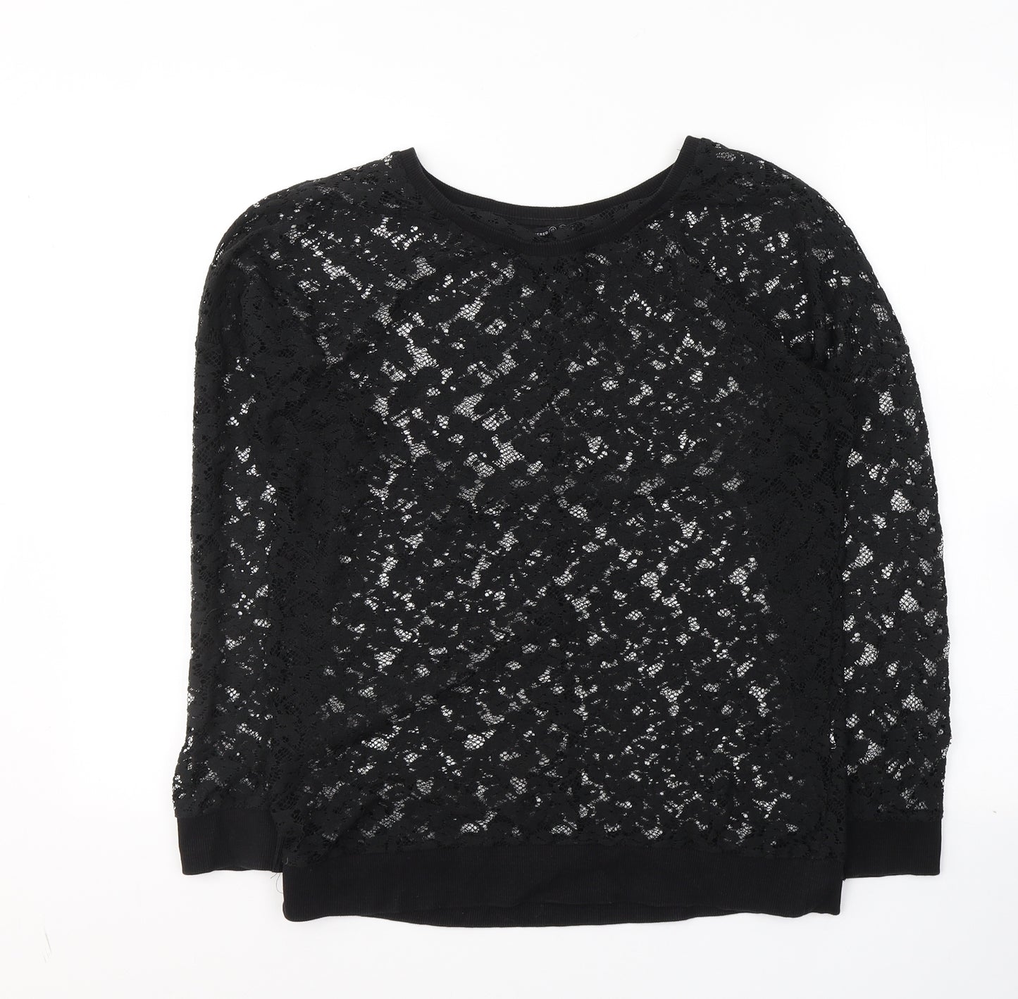 Atmosphere Womens Black Floral Polyester Basic Blouse Size 10 Round Neck