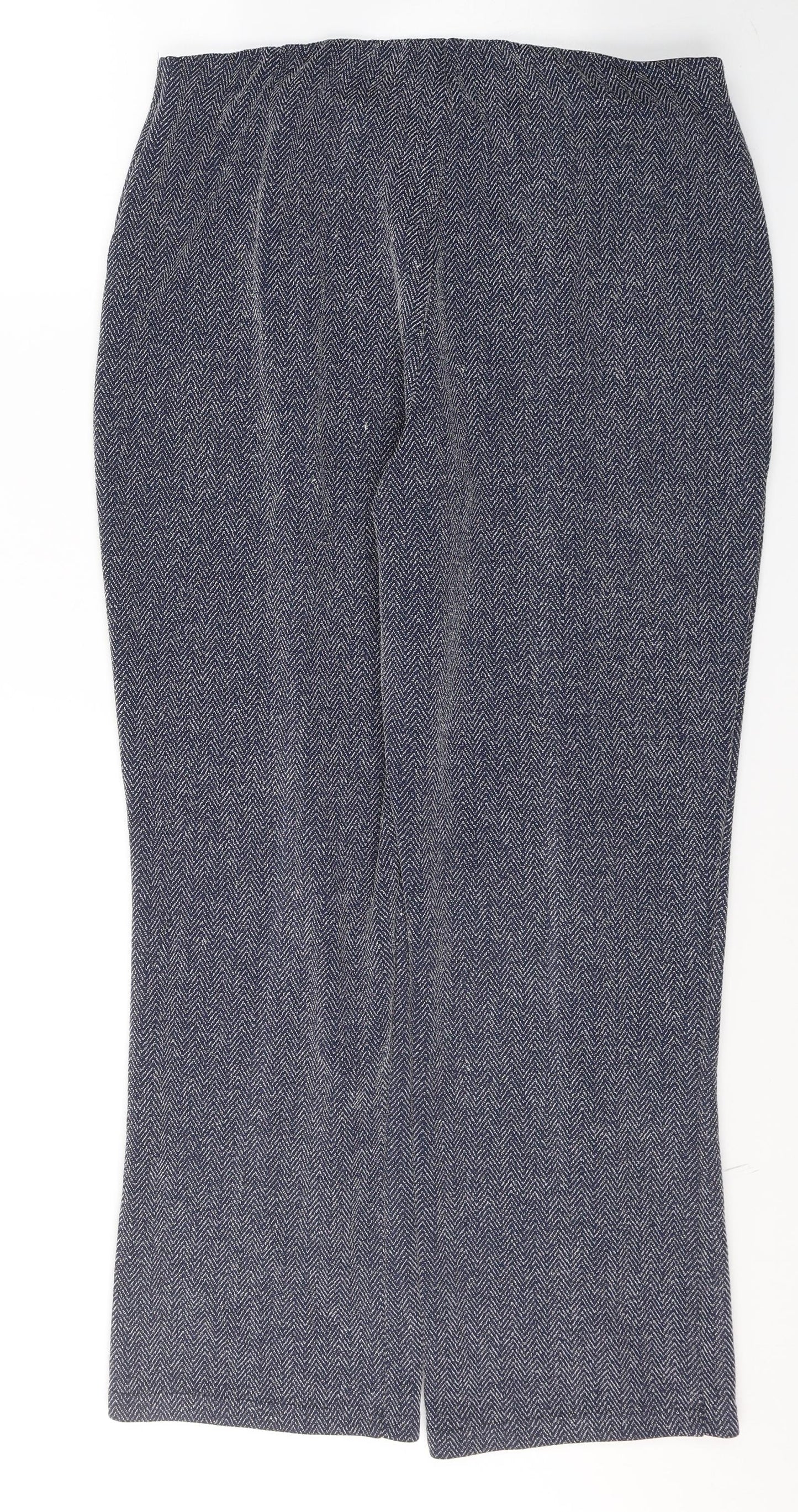 Bonmarché Womens Grey Herringbone Polyester Trousers  Size 16 L30 in Regular