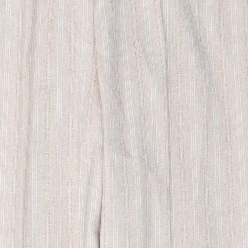 Pinns Womens Beige Striped Polyester Trousers  Size 16 L29.5 in Regular