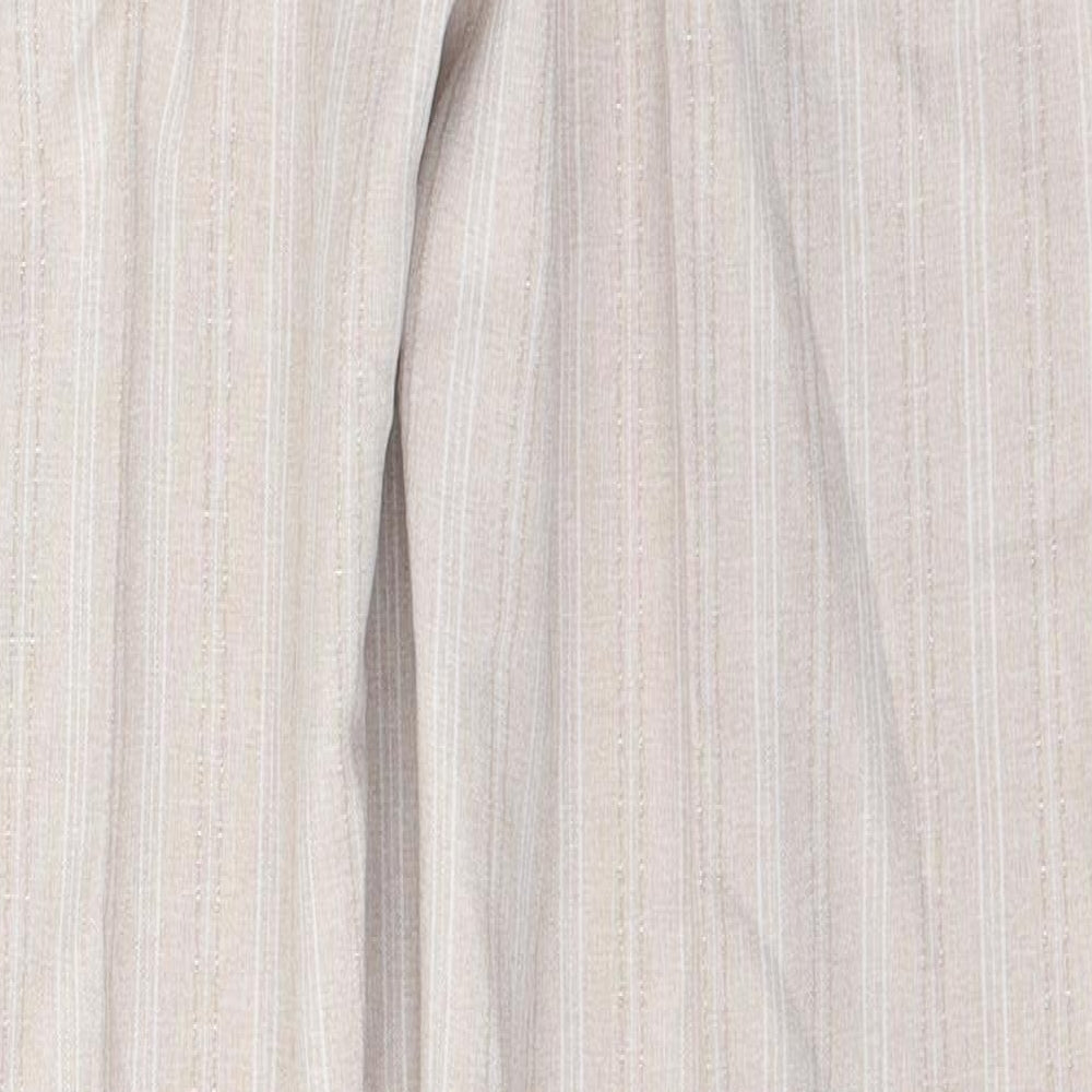 Pinns Womens Beige Striped Polyester Trousers  Size 16 L29.5 in Regular
