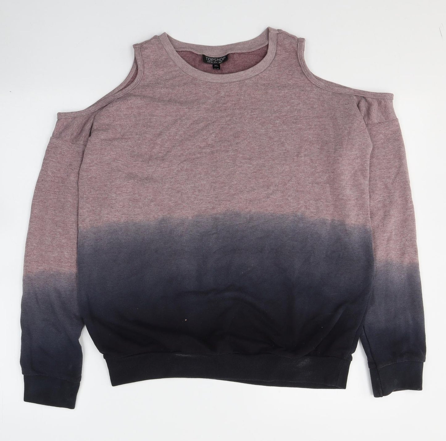 Topshop Womens Pink Colourblock Cotton Basic T-Shirt Size 8 Round Neck