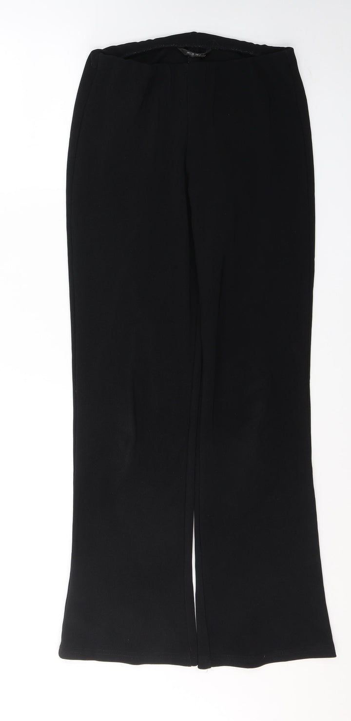 Mia Moda Womens Black Polyester Trousers Size 10 L31 in Regular