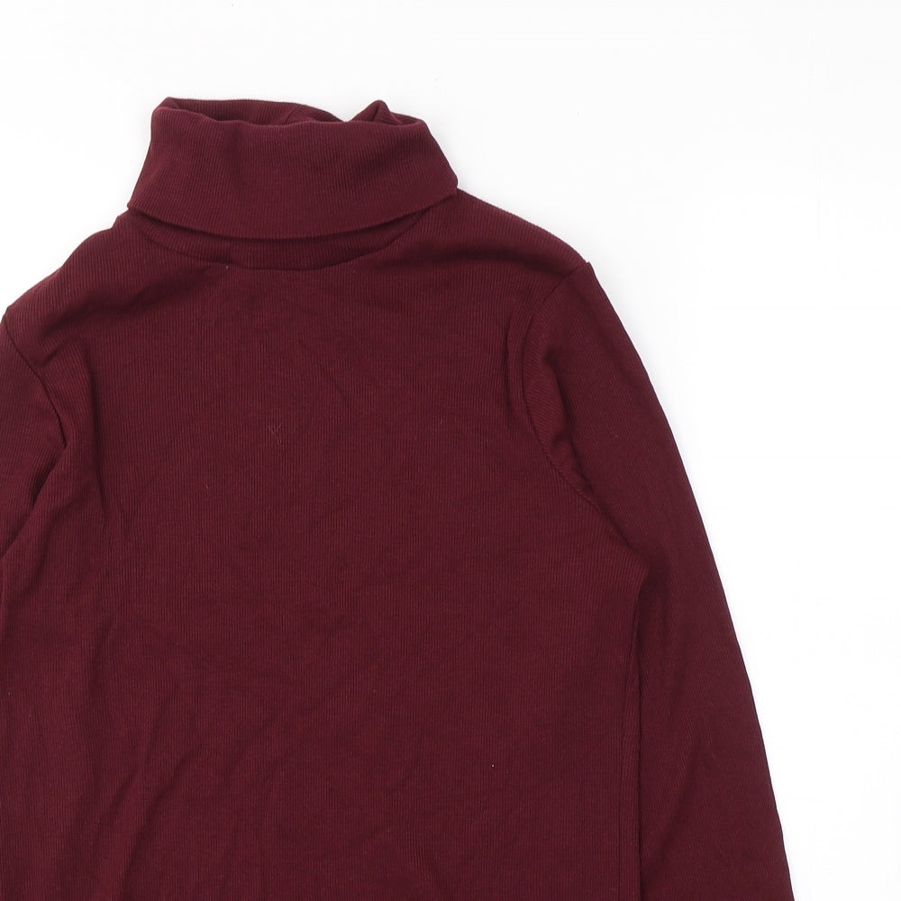 New Look Womens Red  Polyester Jersey T-Shirt Size 16 Roll Neck