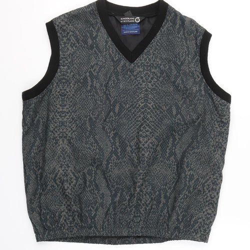 Sunderland of Scotland Womens Green Animal Print Polyester Pullover Tank Size M V-Neck Pullover