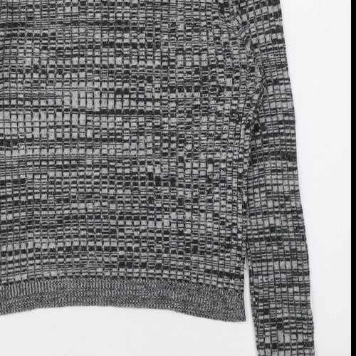 Topshop Womens Grey  Acrylic Jersey T-Shirt Size 8 Roll Neck
