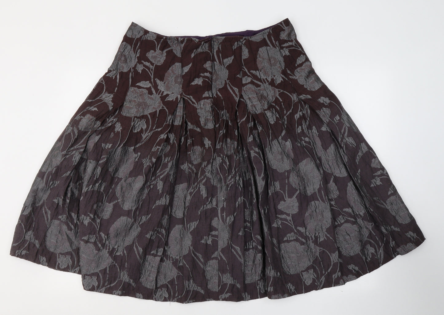 Per Una Womens Brown Floral Polyester A-Line Skirt Size 14   Zip