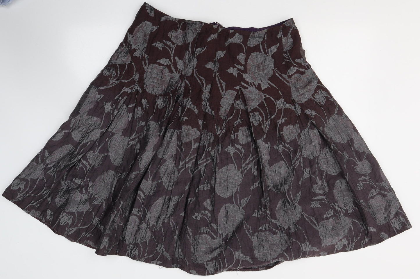Per Una Womens Brown Floral Polyester A-Line Skirt Size 14   Zip