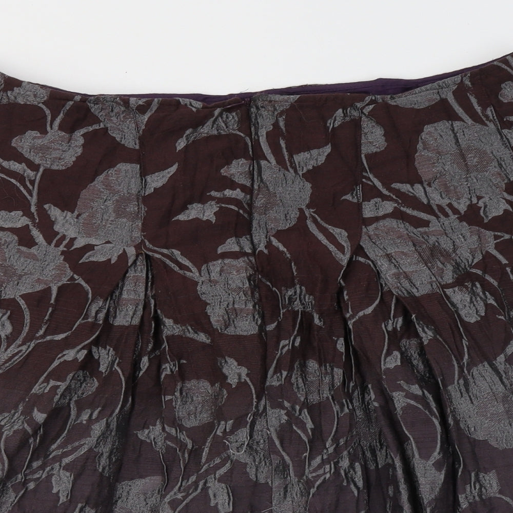 Per Una Womens Brown Floral Polyester A-Line Skirt Size 14   Zip