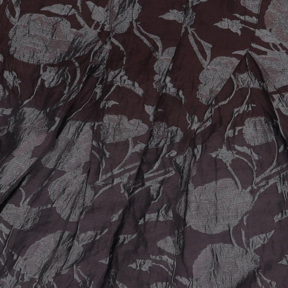 Per Una Womens Brown Floral Polyester A-Line Skirt Size 14   Zip