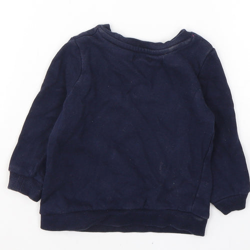 Baby Girls Blue  Cotton Pullover Casual Size 9-12 Months Round Neck Pullover