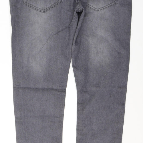 TRUE FACE Mens Grey  Cotton Skinny Jeans Size M L32 in Regular Button