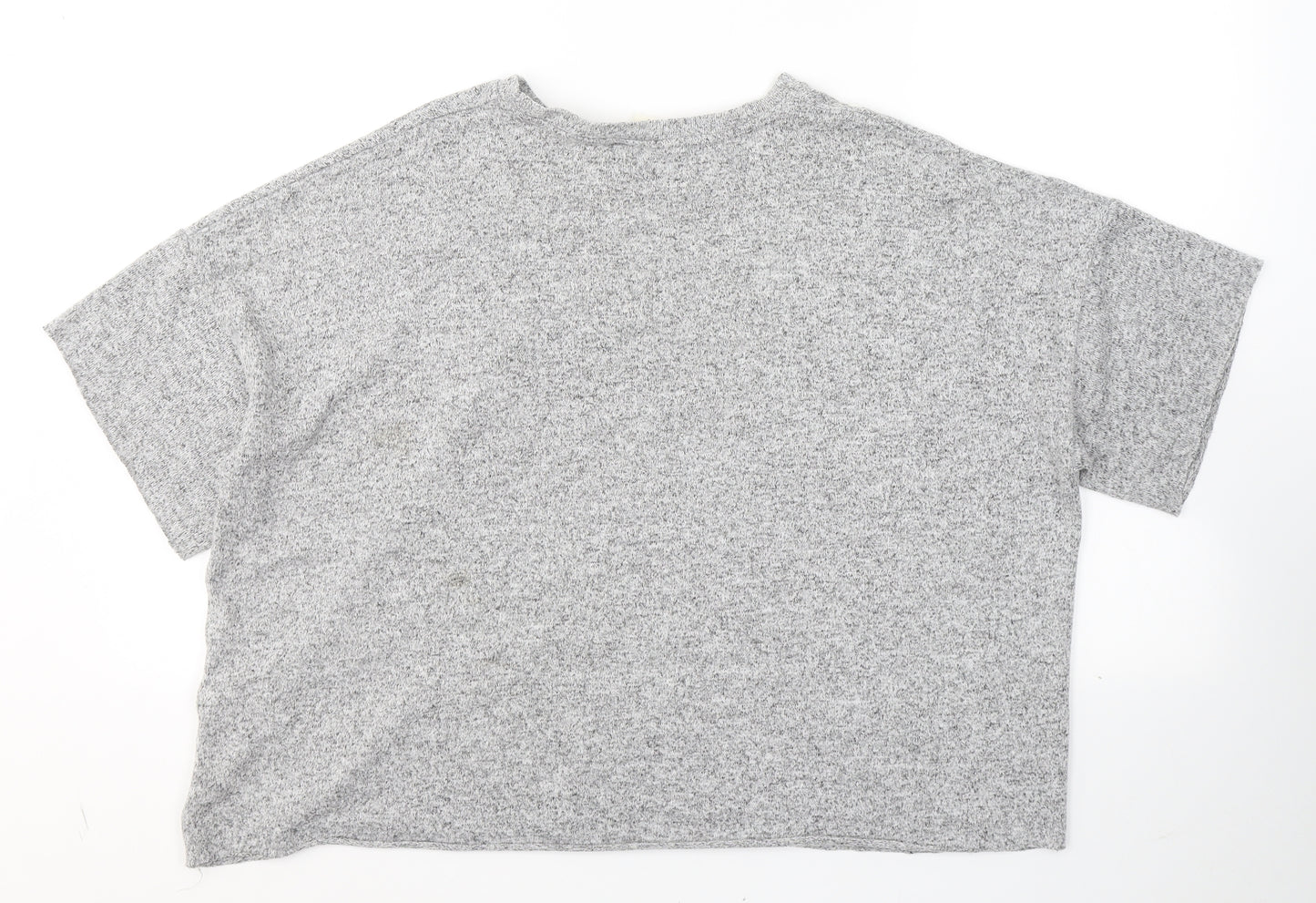 Lodge Womens Grey  Viscose Basic T-Shirt Size M Round Neck