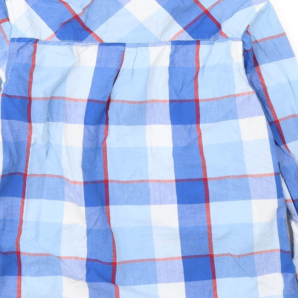 SoulCal&Co Boys Blue Plaid Cotton Basic Button-Up Size 11-12 Years Collared Button