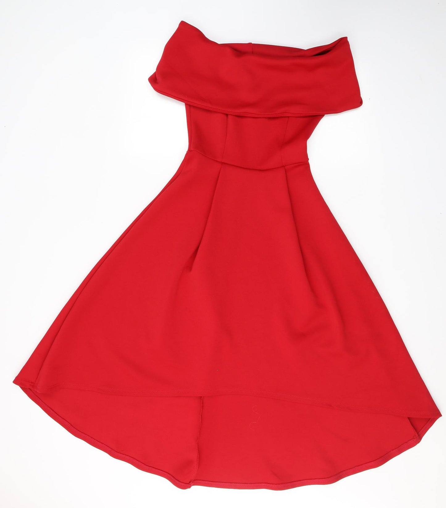 Boohoo Womens Red  Polyester Fit & Flare  Size 8  Off the Shoulder Pullover