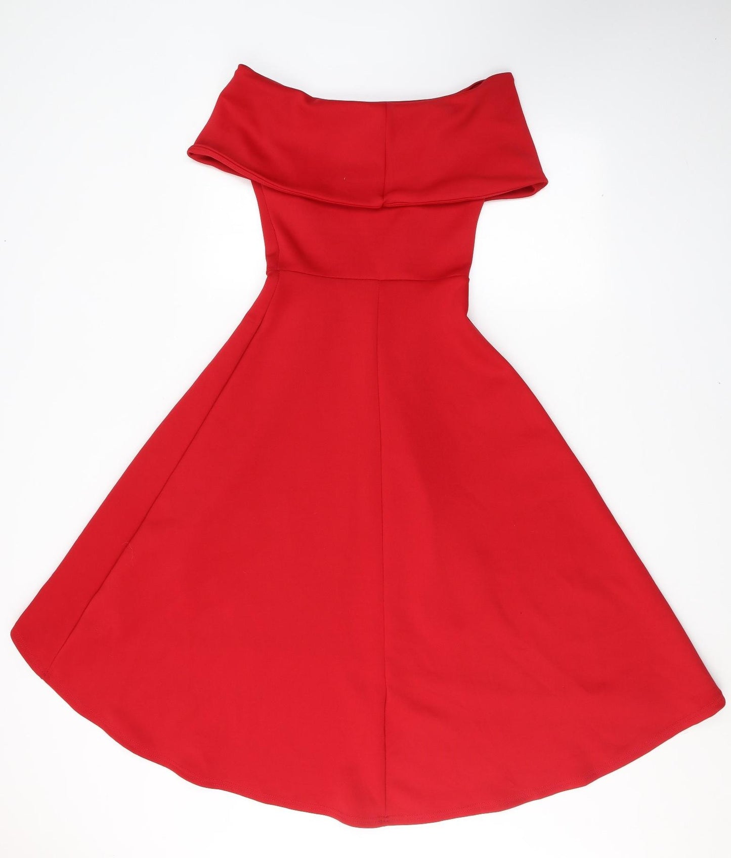 Boohoo Womens Red  Polyester Fit & Flare  Size 8  Off the Shoulder Pullover