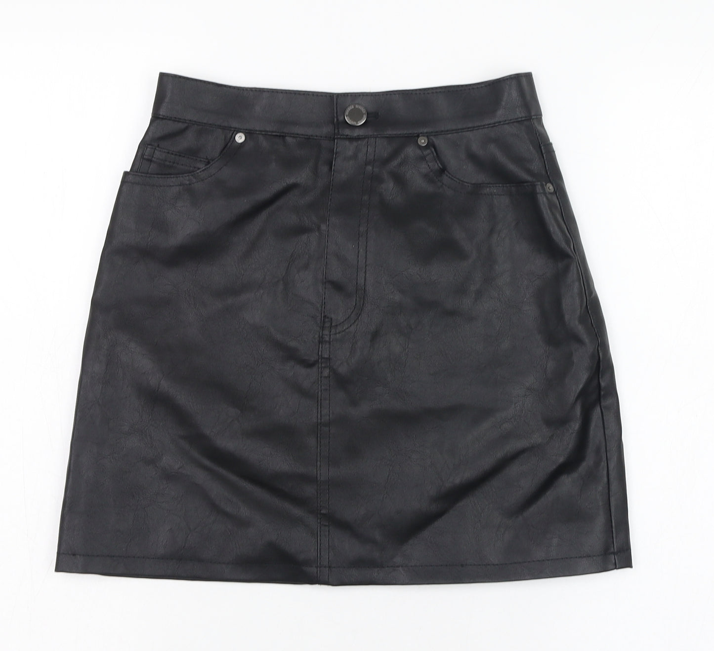 H&M Womens Black  Polyester Straight & Pencil Skirt Size 6   Zip