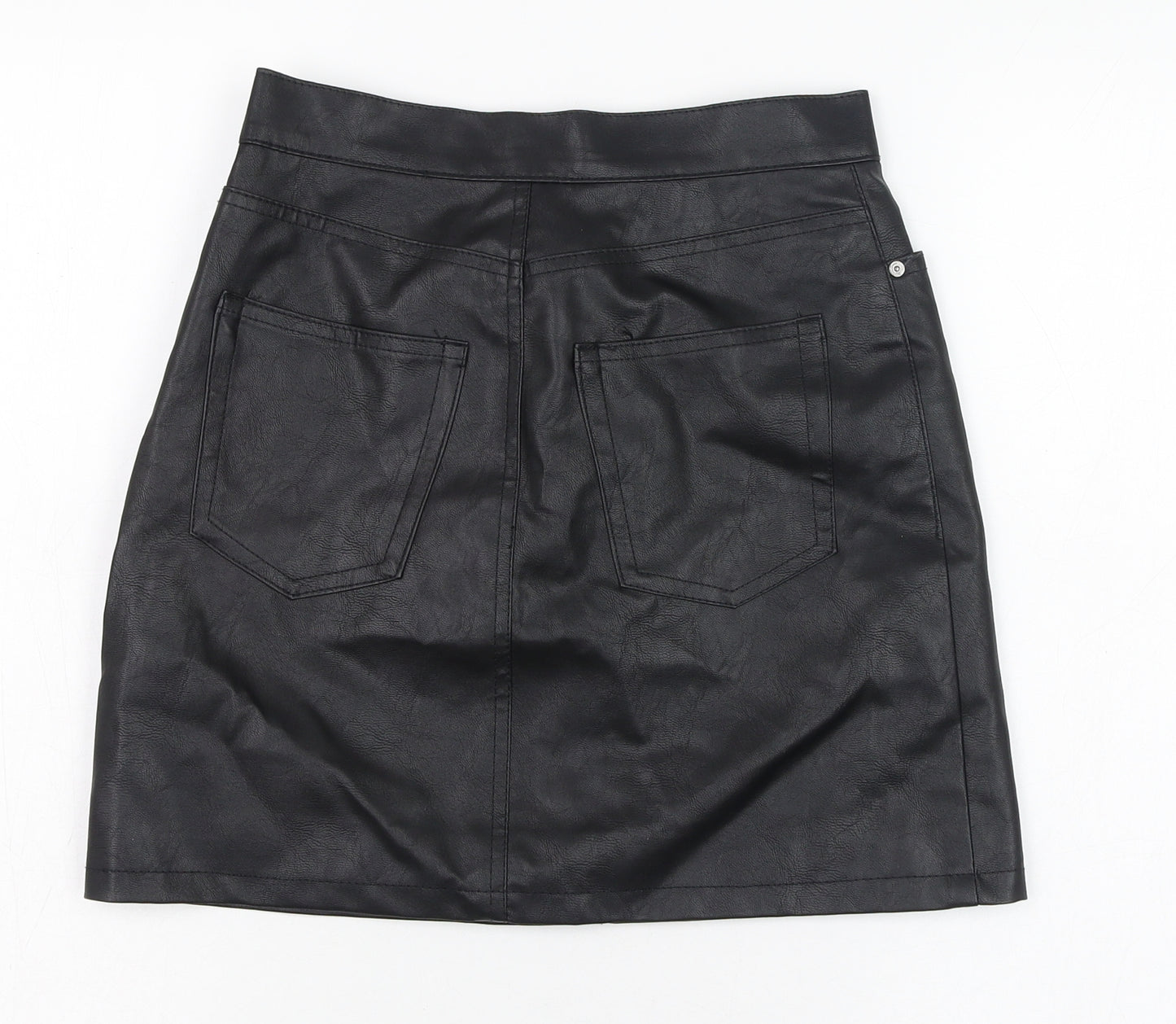 H&M Womens Black  Polyester Straight & Pencil Skirt Size 6   Zip