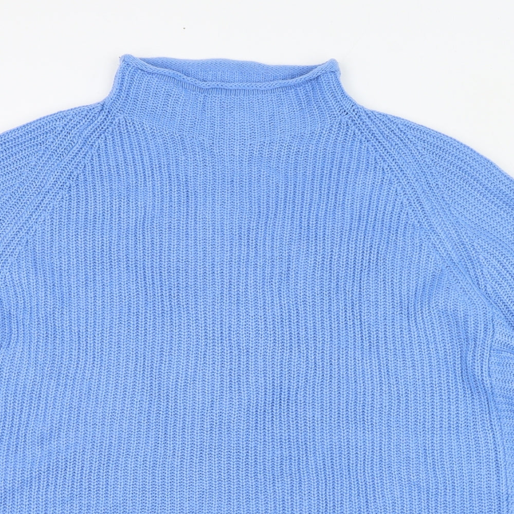 Very Womens Blue Mock Neck  Acrylic Pullover Jumper Size 18