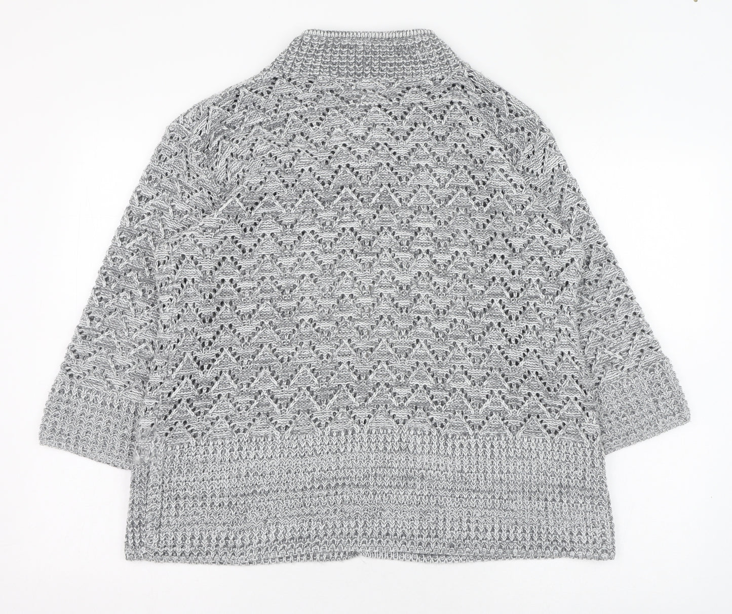 Elegant Womens Grey Round Neck  Acrylic Cardigan Jumper Size L